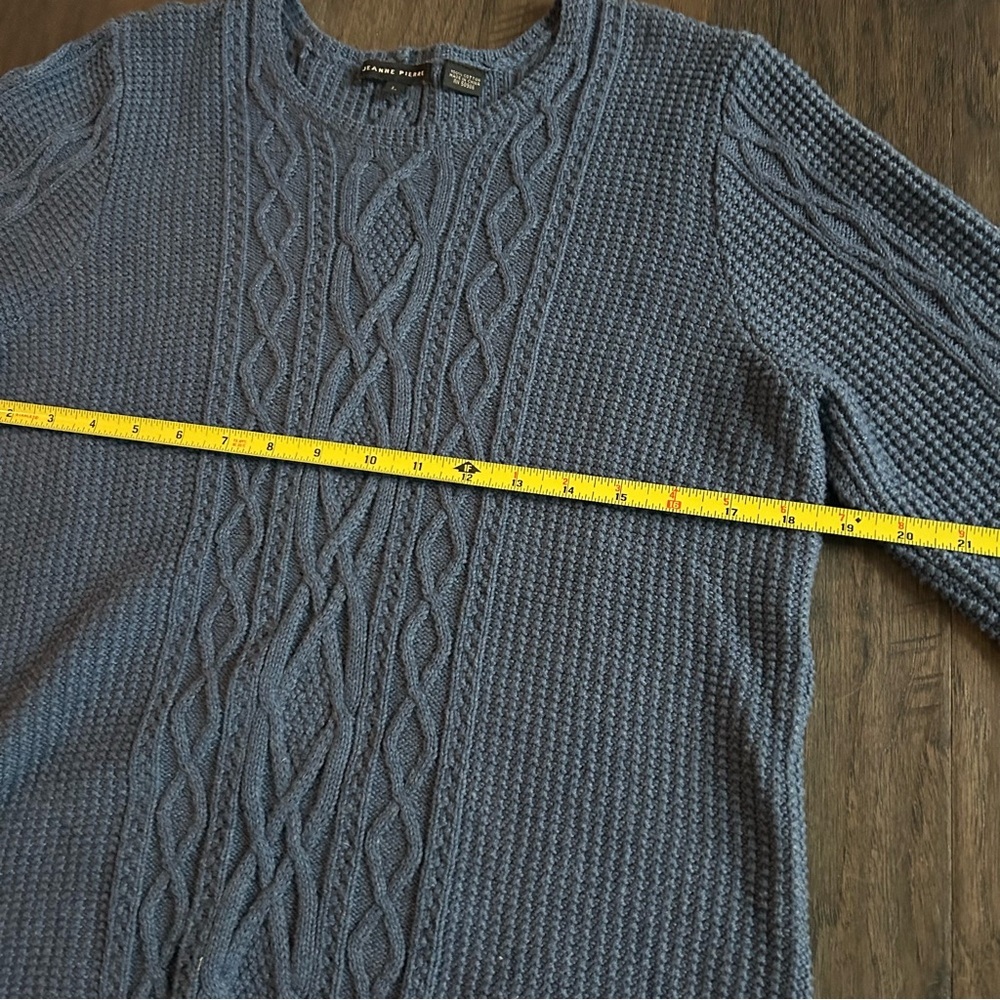 Vintage Preppy Navy Cable Knit Scoop Neck Sweater Jeanne Pierre L - Picture 8 of 9